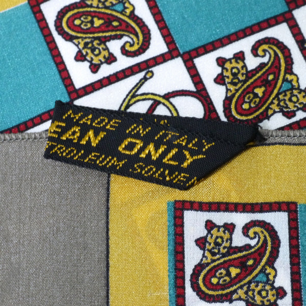 OLD CELINE　ペイズリー柄シルクロングスカーフ（茶・緑系）