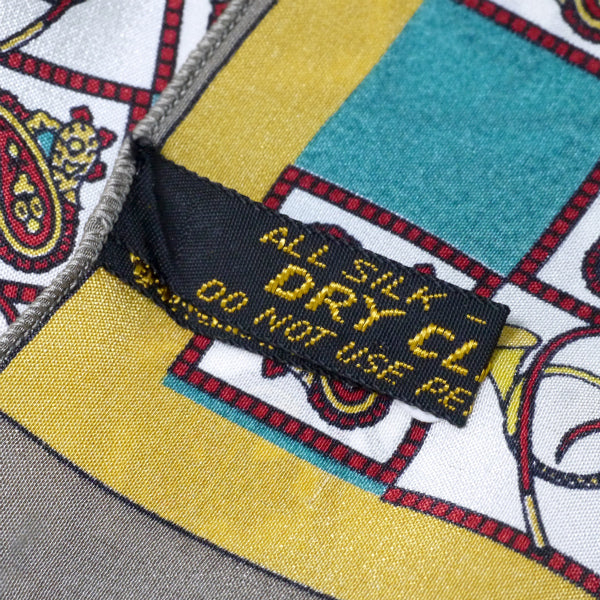 OLD CELINE　ペイズリー柄シルクロングスカーフ（茶・緑系）