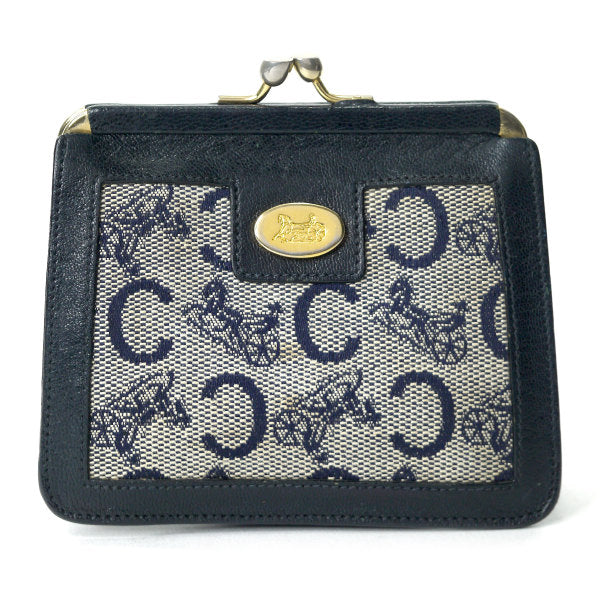 OLD CELINE 馬車柄ジャガードがま口コインケース（紺）