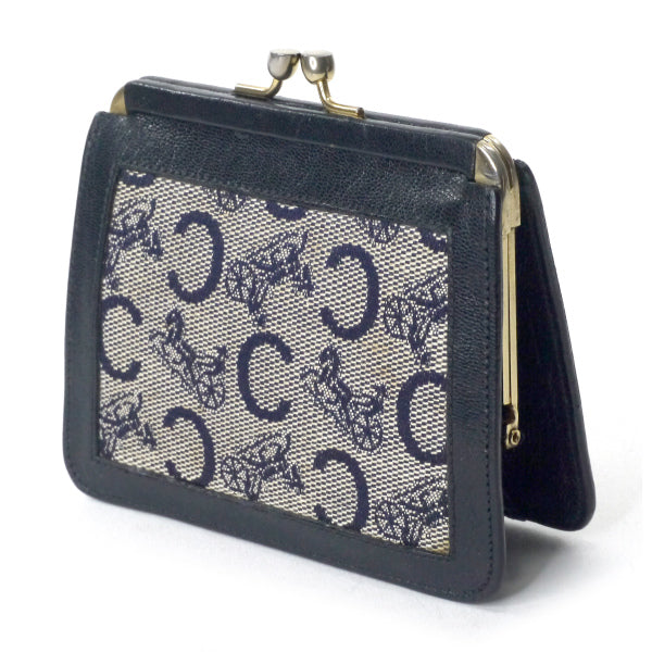 OLD CELINE 馬車柄ジャガードがま口コインケース（紺）
