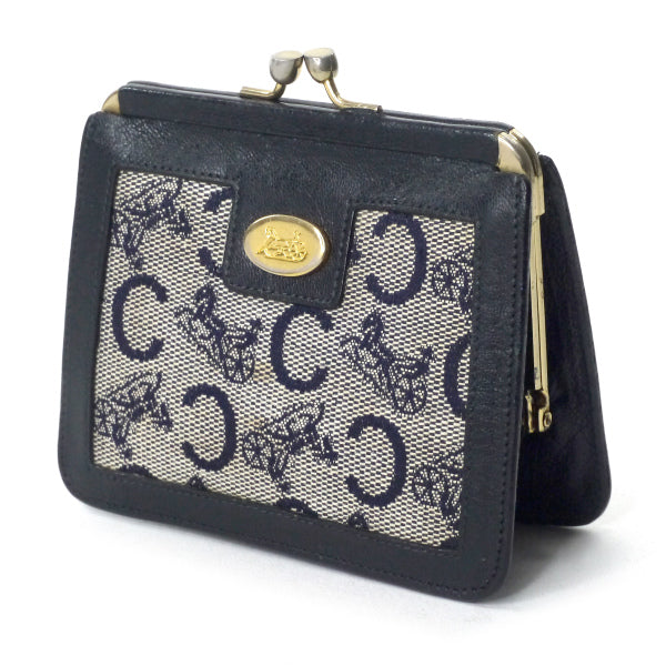 OLD CELINE 馬車柄ジャガードがま口コインケース（紺）