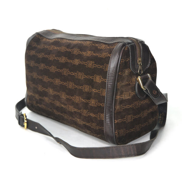 OLD CELINE　馬車ロゴチェーン柄スエードショルダー（濃茶）