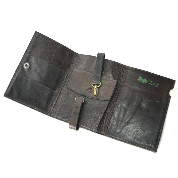 OLD CELINE　馬車柄ジャガード ミドル3つ折財布（茶）