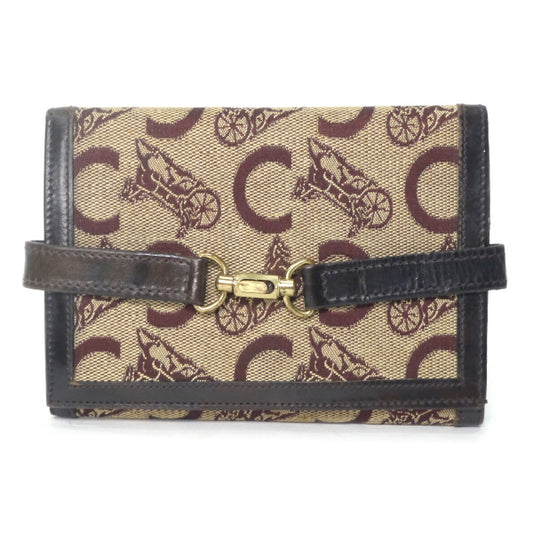 OLD CELINE　馬車柄ジャガード ミドル3つ折財布（茶）