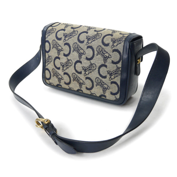 OLD CELINE マカダム金具×馬車柄ジャガード ワンショルダー（紺）