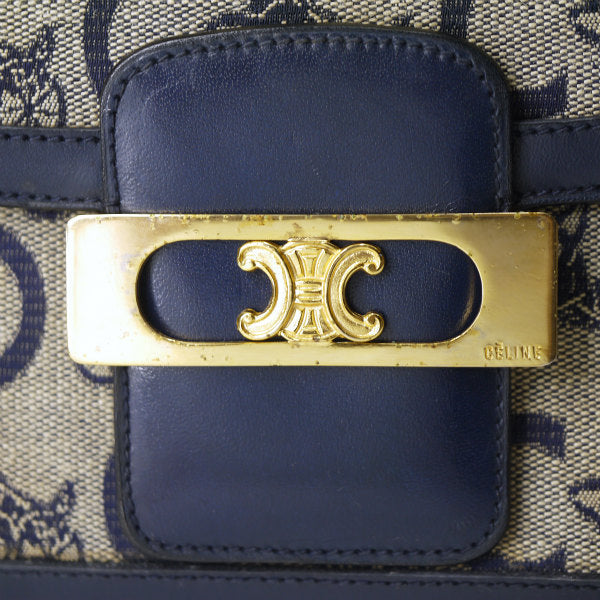 OLD CELINE マカダム金具×馬車柄ジャガード ワンショルダー（紺）