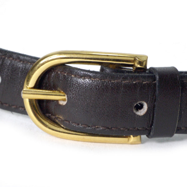 OLD CELINE クリップモチーフレザーウエスト細ベルト（濃茶）