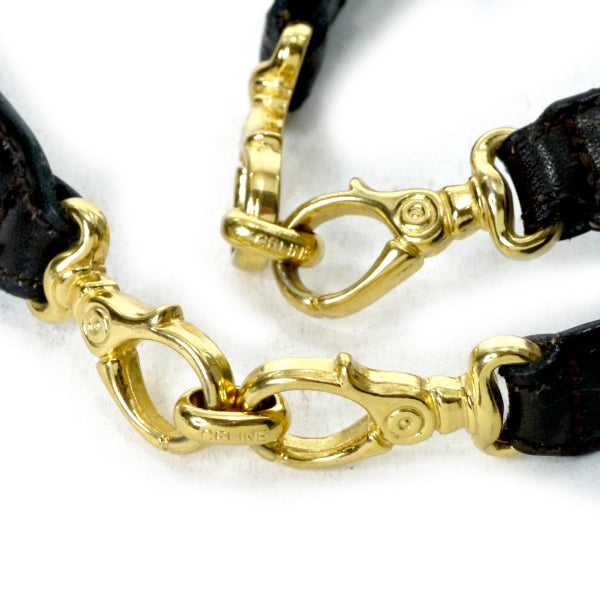 OLD CELINE クリップモチーフレザーウエスト細ベルト（濃茶）