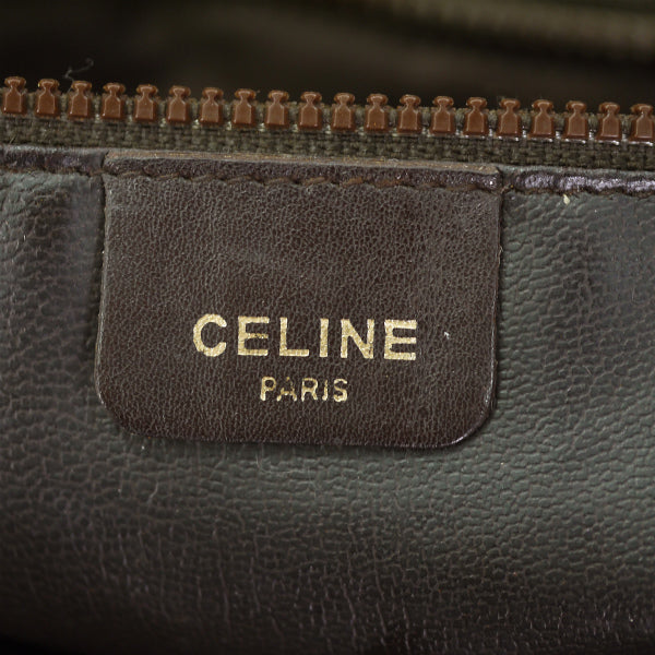 OLD CELINE マカダム金具 総革ターンロック式ハンドバッグ（濃茶）