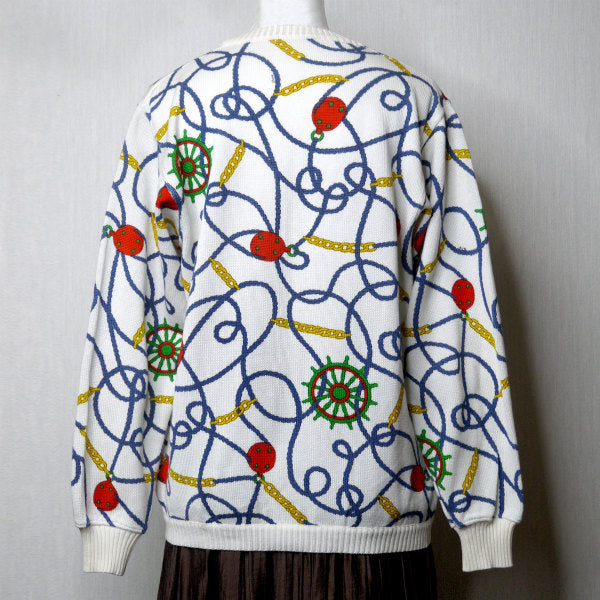 OLD CELINE　ロープチェーン柄コットンカーディガン（白系）