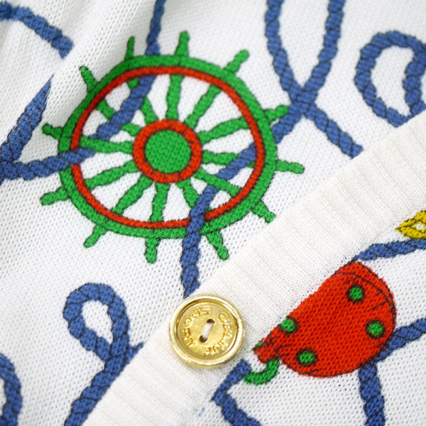 OLD CELINE　ロープチェーン柄コットンカーディガン（白系）