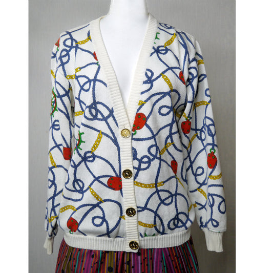 OLD CELINE　ロープチェーン柄コットンカーディガン（白系）