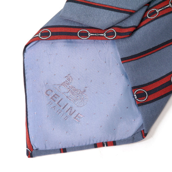 OLD CELINE　シルクネクタイ ビット柄（ブルー系）