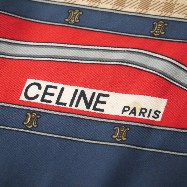 CELINE  <訳あり＞シルク大判スカーフ（紺系）