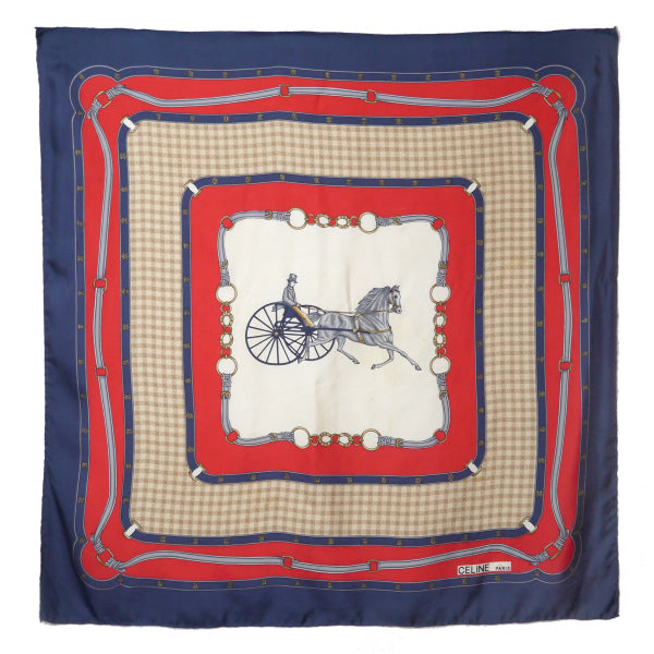 CELINE  <訳あり＞シルク大判スカーフ（紺系）