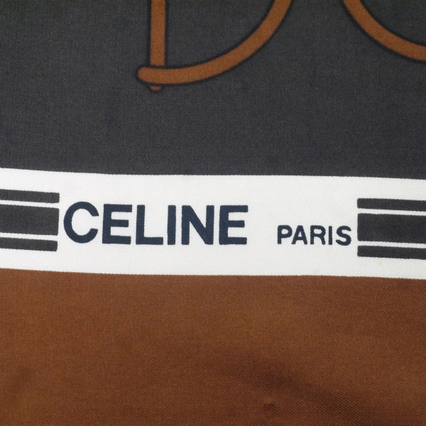 OLD CELINE　馬車×ビット柄 大判スカーフ（茶系）