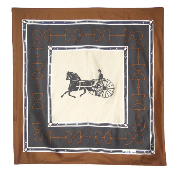 OLD CELINE　馬車×ビット柄 大判スカーフ（茶系）