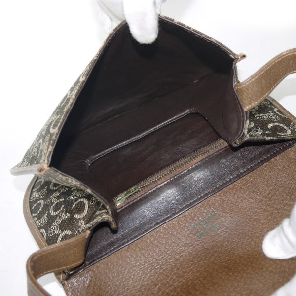 OLD CELINE　レザーフラップ馬車柄ショルダー（茶）