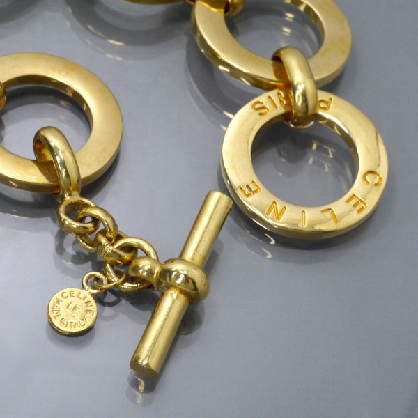 CELINE マンテル留め具大ぶりチェーンブレスレット（ゴールド）