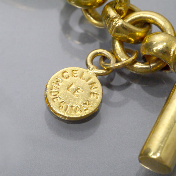 CELINE マンテル留め具大ぶりチェーンブレスレット（ゴールド）