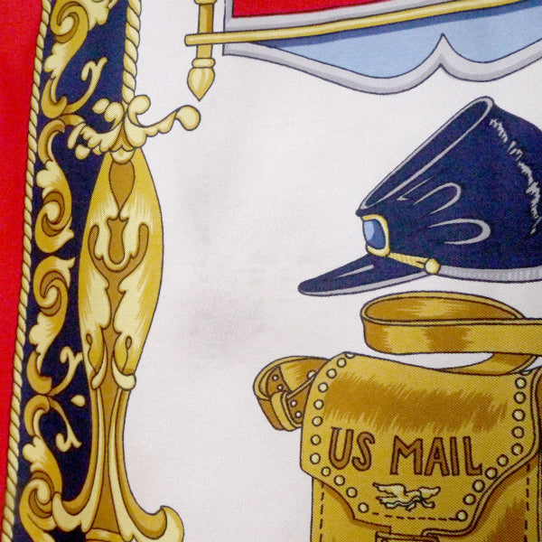 OLD CELINE　ゴージャスプリント大判シルクスカーフ（赤系）