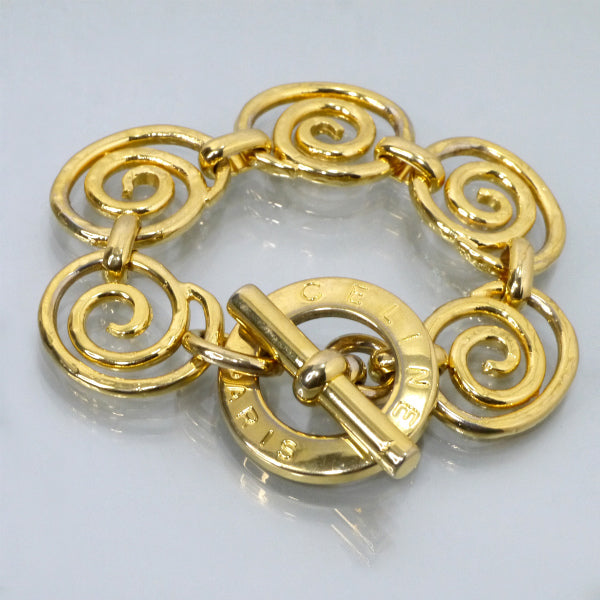 CELINE マンテル留め具大ぶり渦巻きブレスレット（ゴールド）