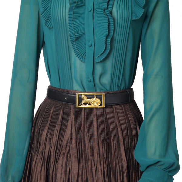 OLD CELINE　馬車バックル本革ベルト（黒）