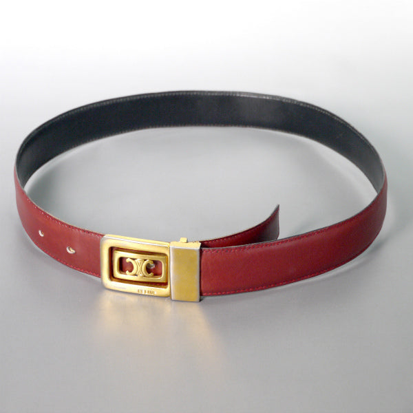 OLD CELINE　マカダムバックル リバーシブルベルト（バーガンディ/黒）