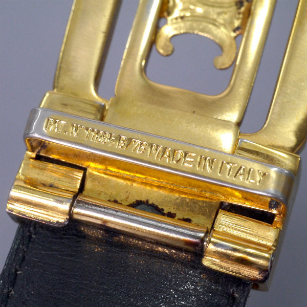 OLD CELINE　マカダムバックル リバーシブルベルト（バーガンディ/黒）