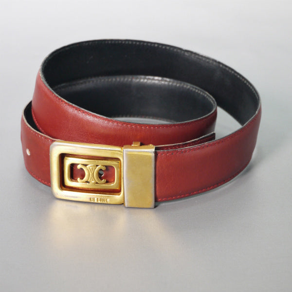 OLD CELINE　マカダムバックル リバーシブルベルト（バーガンディ/黒）