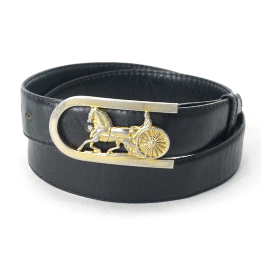 OLD CELINE　馬車バックル本革ウエストベルト（黒）