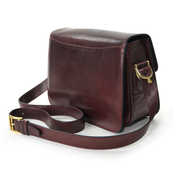 OLD CELINE 馬車金具3層ショルダーバッグ（ボルドー/総革）