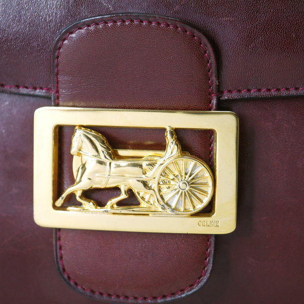 OLD CELINE 馬車金具3層ショルダーバッグ（ボルドー/総革）