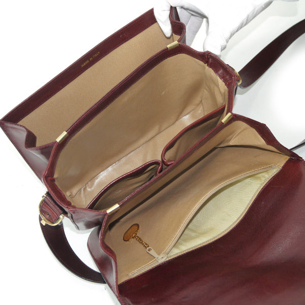 OLD CELINE 馬車金具3層ショルダーバッグ（ボルドー/総革）