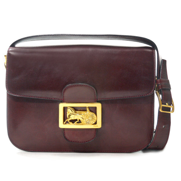 OLD CELINE 馬車金具3層ショルダーバッグ（ボルドー/総革）