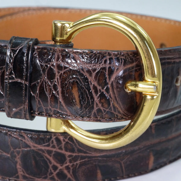 OLD CELINE　高級クロコダイルベルト（茶）