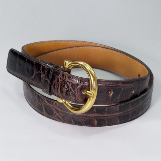 OLD CELINE　高級クロコダイルベルト（茶）