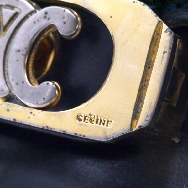 OLD CELINE　ブラゾン金具レザーショルダーバッグ（濃紺）