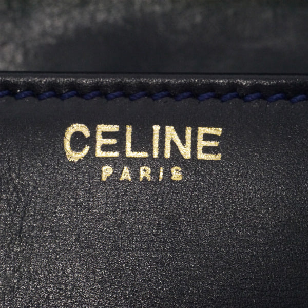 OLD CELINE　ブラゾン金具レザーショルダーバッグ（濃紺）