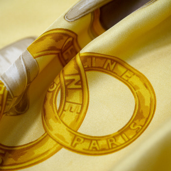 OLD CELINE　総柄サークルロゴ シルクブラウス（黄系）