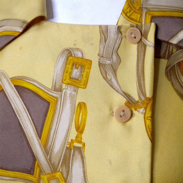 OLD CELINE　総柄サークルロゴ シルクブラウス（黄系）