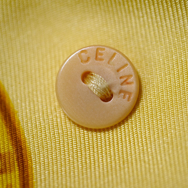 OLD CELINE　総柄サークルロゴ シルクブラウス（黄系）