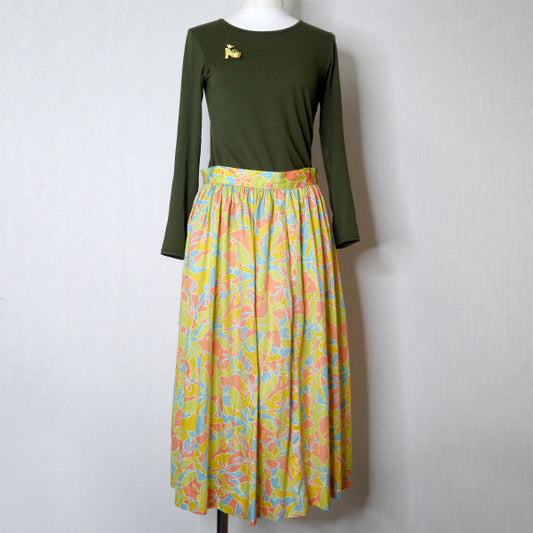 OLD CELINE　マーブリング コットンフレアスカート（パステル）