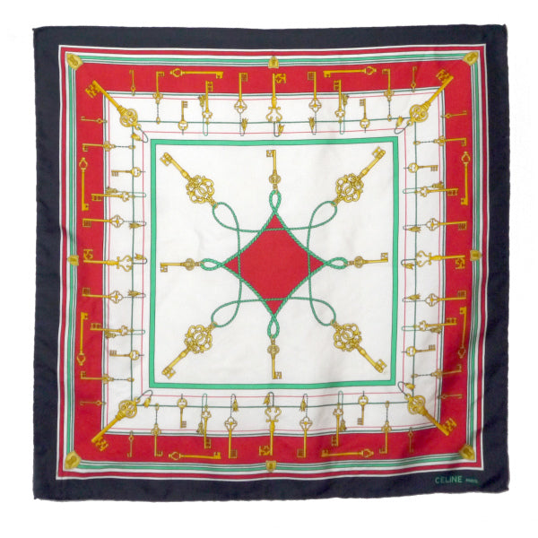 OLD CELINE 鍵柄 中判シルクスカーフ（赤）