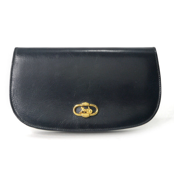 OLD CELINE　馬車金具クラッチウォレット（黒/総革）