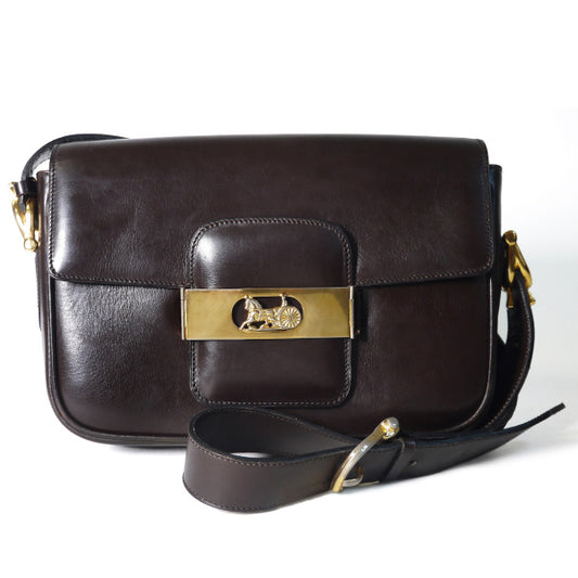 Old Celine 馬車金具ショルダー（茶・総皮）