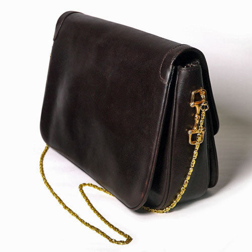 Old Celine サルキーチェーンショルダー（茶・総皮）