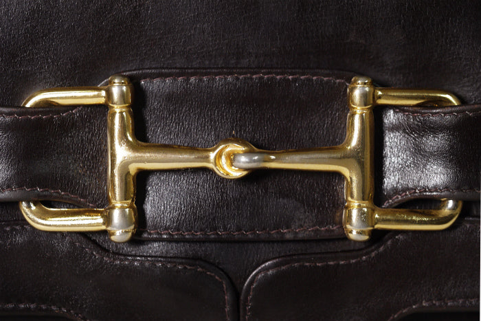 Old Celine サルキーチェーンショルダー（茶・総皮）