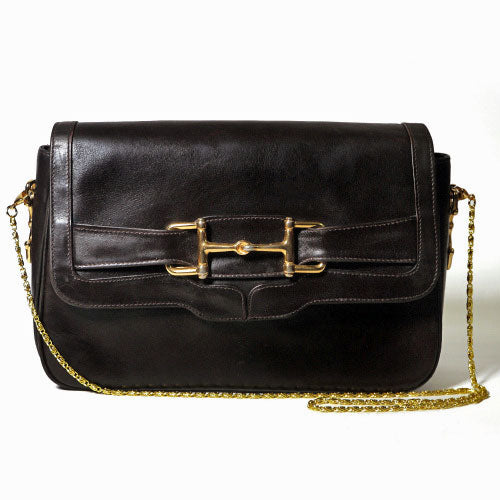 Old Celine サルキーチェーンショルダー（茶・総皮）