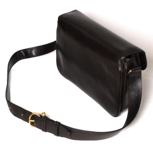 Old Celine 馬車金具ショルダー（茶・総皮・鏡付）